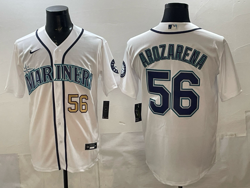 Men 2026 Seattle Mariners #56 Arozarena white Nike MLB Jersey 006